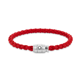 Armband Stahl 3 Ringe zum Verschließen und rotes Leder
