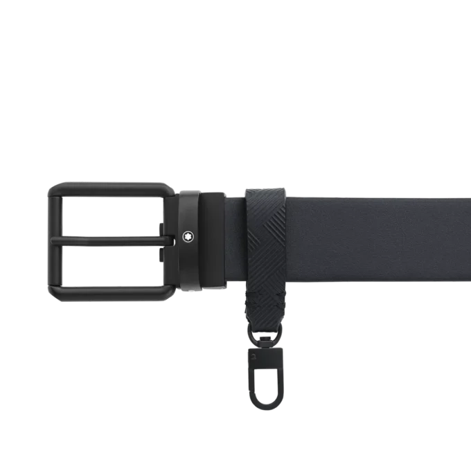 Bedruckter schwarz/einfarbig schwarzer 35 mm breiter Ledergürtel, beidseitig tragbar