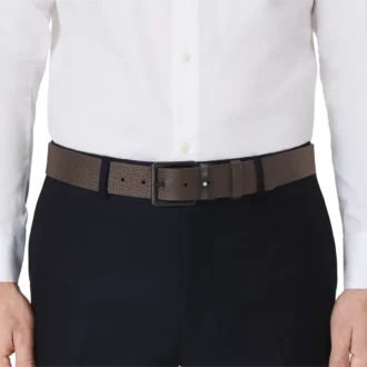 Brauner/schwarzer 35 mm breiter wendbarer Ledergürtel