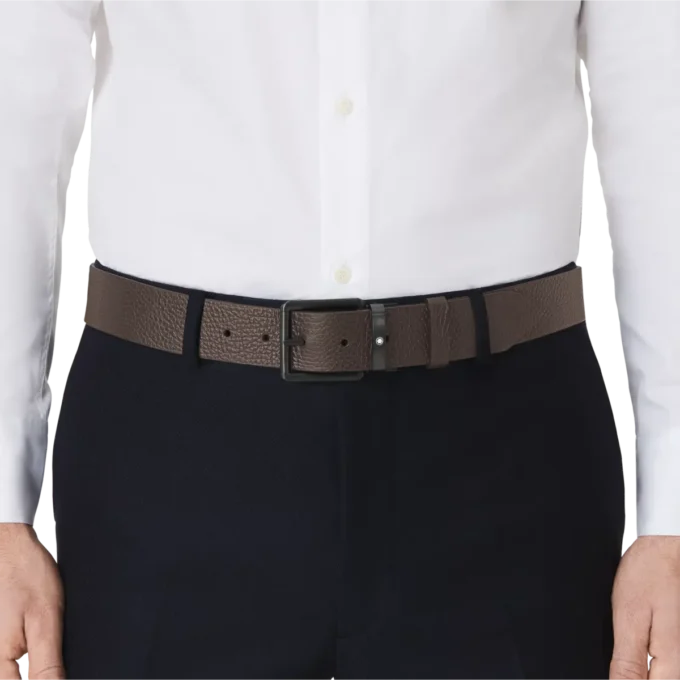 Brauner/schwarzer 35 mm breiter wendbarer Ledergürtel