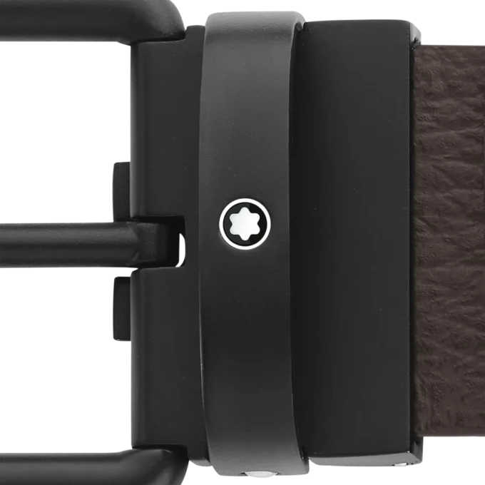 Brauner/schwarzer 35 mm breiter wendbarer Ledergürtel