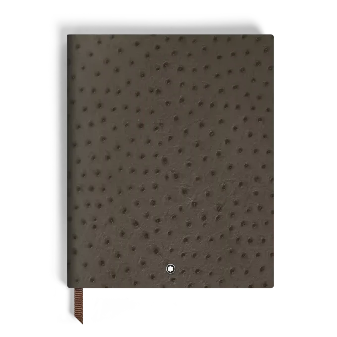 Großes Notizbuch aus Straußenleder mit Prägung, linierte Seiten