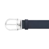 Hufeisen-Schnalle schwarz/blau 35 mm wendbarer Ledergürtel