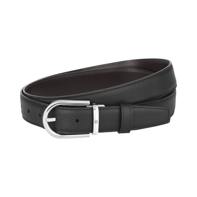 Hufeisen-Schnalle schwarz/braun 30 mm Wende-Ledergürtel