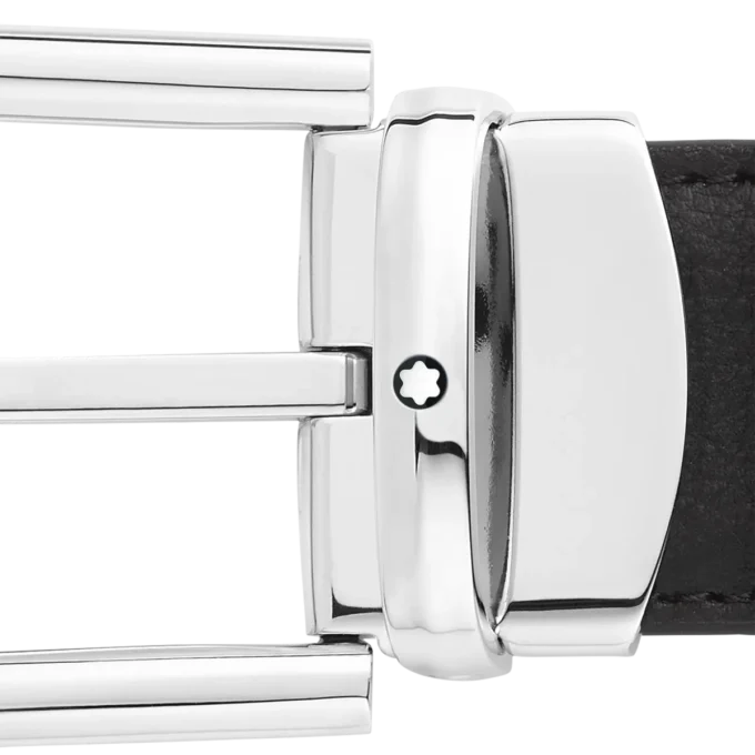 Hufeisen-Schnalle schwarz/braun 30 mm Wende-Ledergürtel