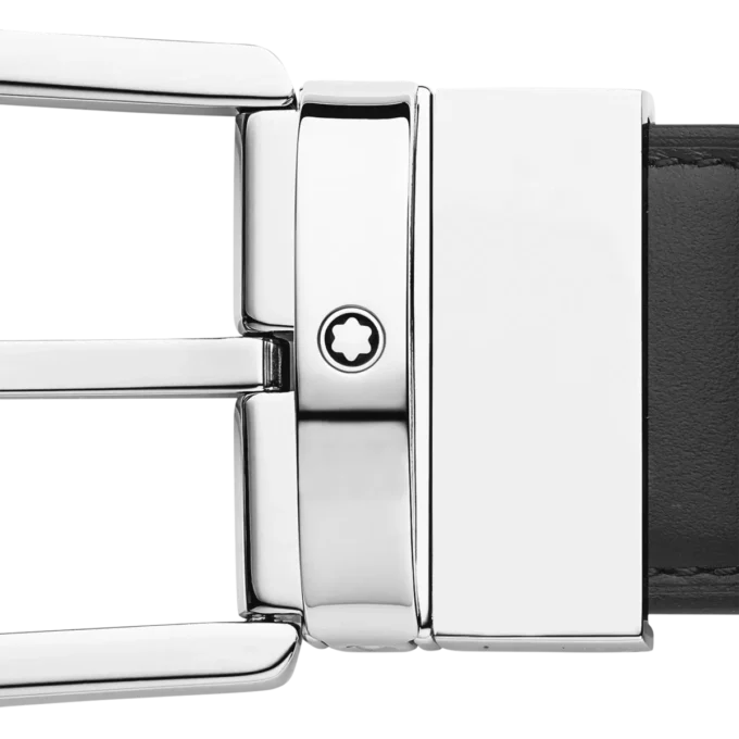 Hufeisen-Schnalle schwarz/hellbraun 35 mm Ledergürtel