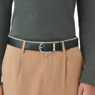 Hufeisen-Schnalle Sfumato British Green 35 mm Ledergürtel