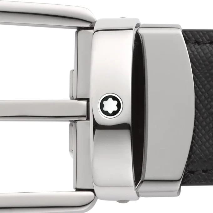 Hufeisenförmige Schnalle schwarz/blau 30 mm Wende-Ledergürtel