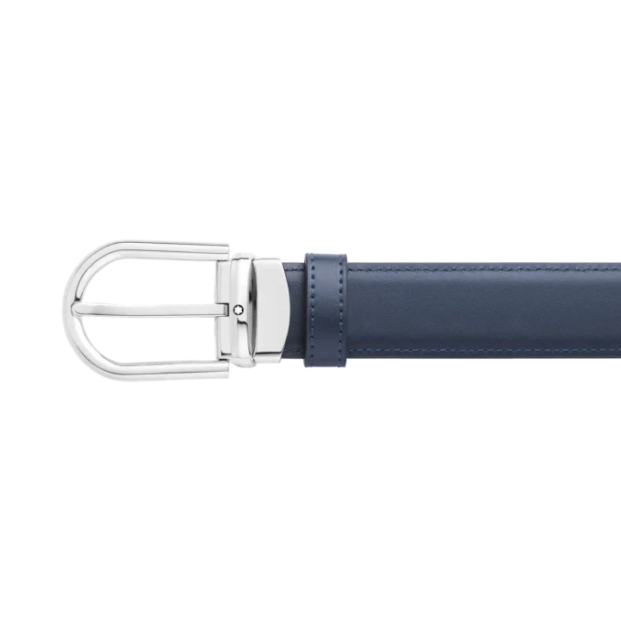 Hufeisenförmige Schnalle schwarz/blau 30 mm Wende-Ledergürtel