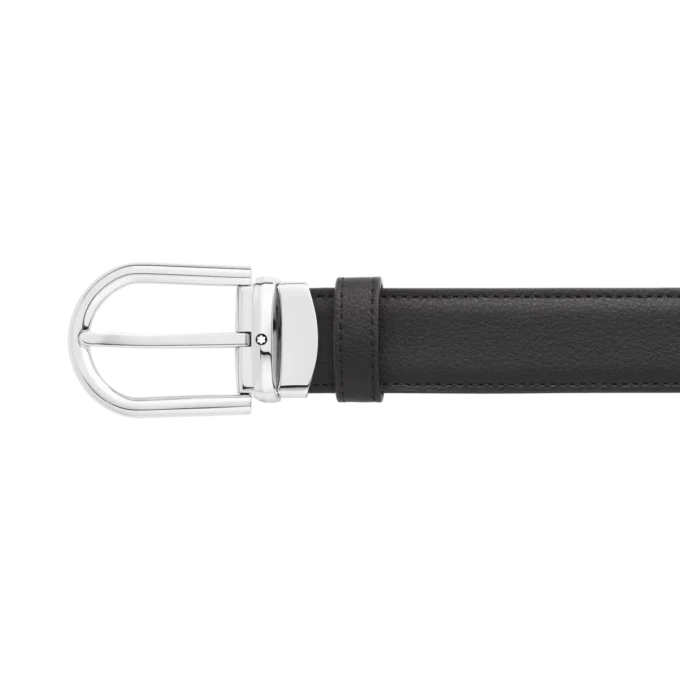 Hufeisenförmige Schnalle schwarz/blau 30 mm Wende-Ledergürtel