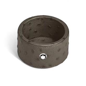 Kleines rundes Schreibtisch-Tablett aus Leder mit Straußenprägung