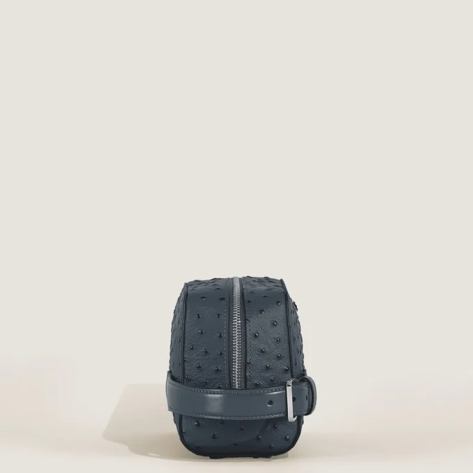 Kosmetiktasche aus Straußenleder mit Prägung