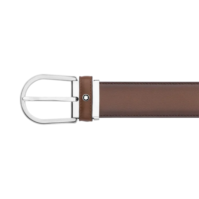Ledergürtel mit brauner Hufeisenschnalle, 35 mm