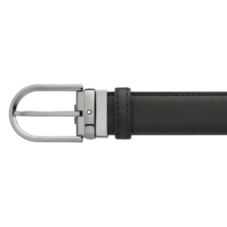 Ledergürtel mit Hufeisen-Schnalle, schwarz, 35 mm