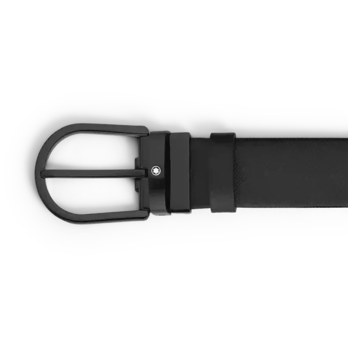 Ledergürtel mit schwarzer 35-mm-Hufeisenschnalle