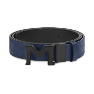 M-Schnalle Extreme 3.0 blau/einfarbig schwarz 35 mm Wende-Ledergürtel