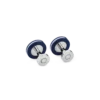 Manschettenknöpfe, rund, aus Edelstahl mit blauem Harz