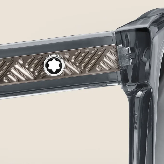 Quadratische Sonnenbrille mit grauem Acetatrahmen