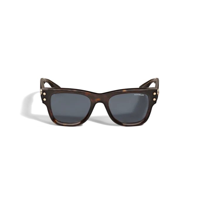 Quadratische Sonnenbrille mit havannabraunem Acetatrahmen