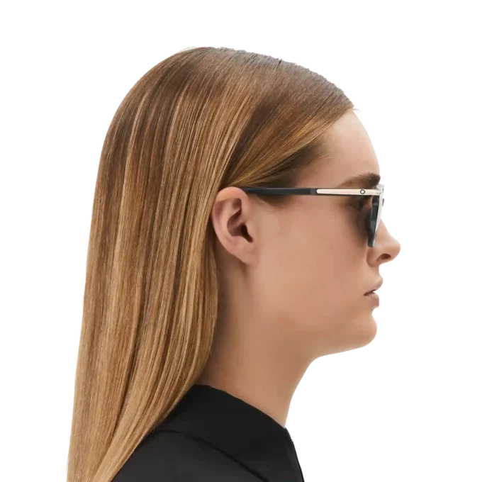 Quadratische Sonnenbrille mit schwarzem Acetatrahmen