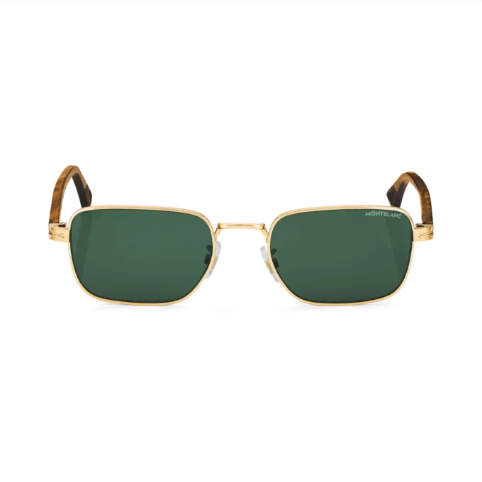 Rechteckige Sonnenbrille mit goldfarbenem Metallrahmen