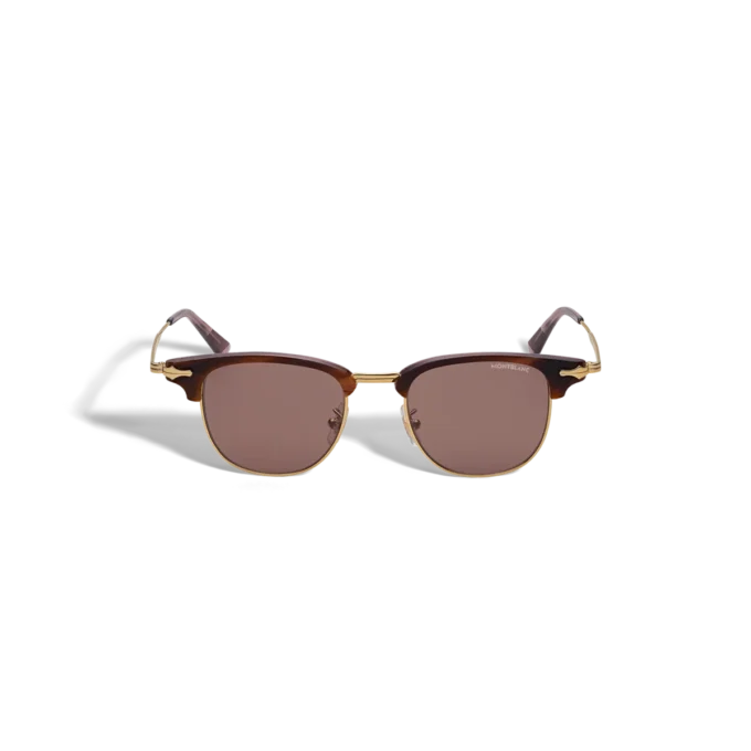 Rechteckige Sonnenbrille mit goldfarbenem Metallrahmen