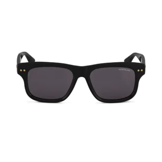 Rechteckige Sonnenbrille mit schwarzem Acetatrahmen