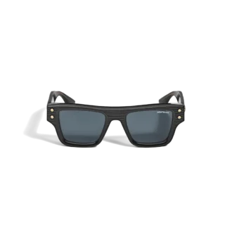 Rechteckige Sonnenbrille mit schwarzem Acetatrahmen