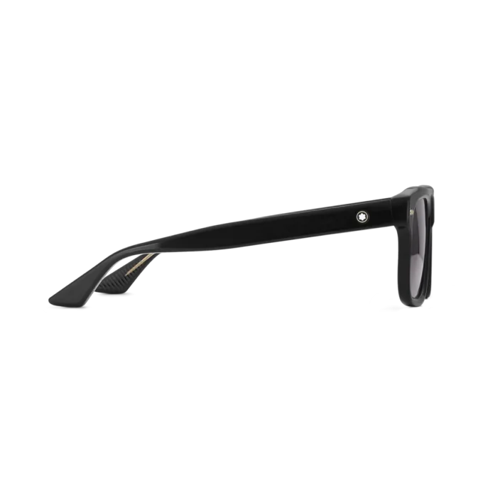 Rechteckige Sonnenbrille mit schwarzem Acetatrahmen