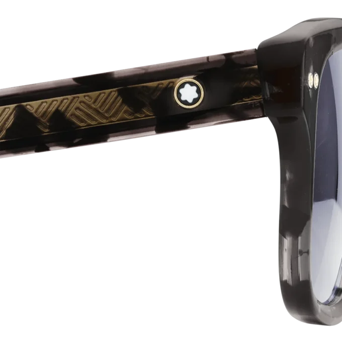 Rechteckige Sonnenbrille mit schwarzem Acetatrahmen