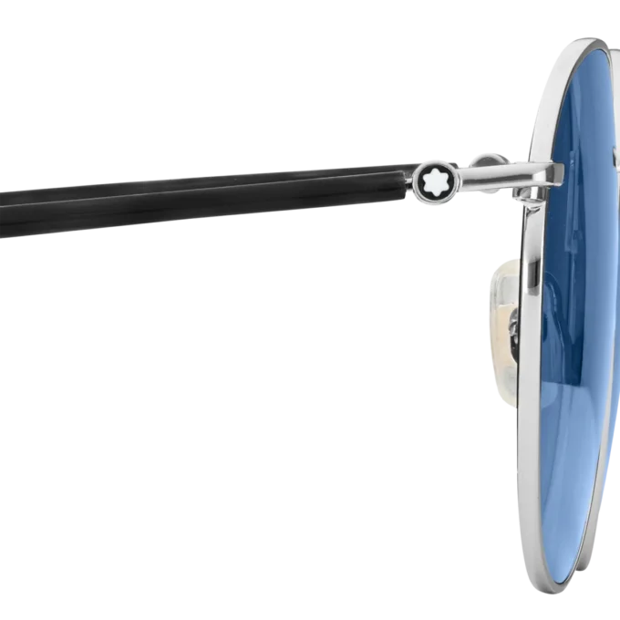 Runde Sonnenbrille mit rutheniumfarbenem Metallrahmen