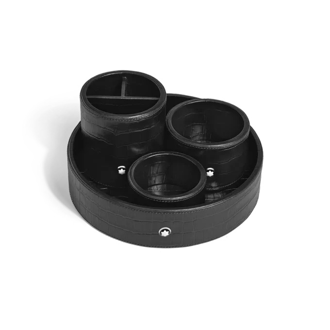 Schreibtischablage groß, Leder mit Krokodilprägung, schwarz