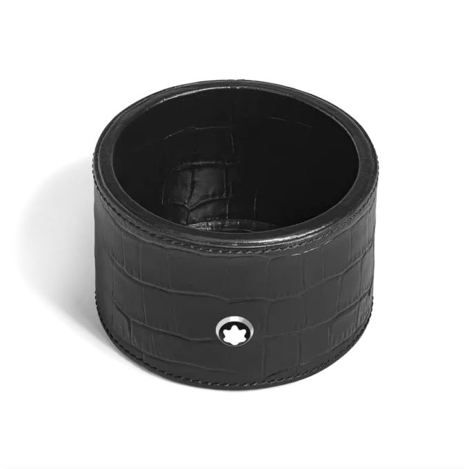 Schreibtischablage Medium, Leder mit Krokodilprägung, Schwarz