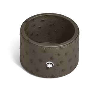 Schreibtischablage Medium, Leder mit Straußenprägung, Khaki