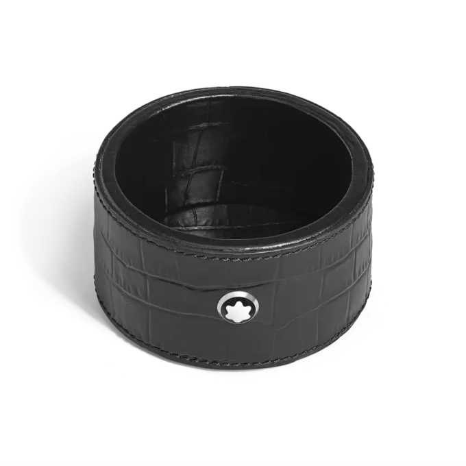 Schreibtischablage Small, Leder mit Krokodilprägung, Schwarz