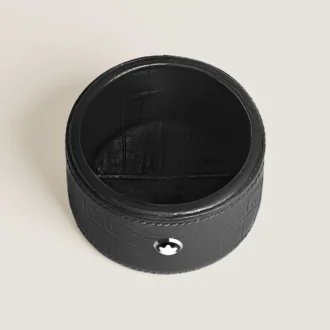 Schreibtischablage Small, Leder mit Krokodilprägung, Schwarz