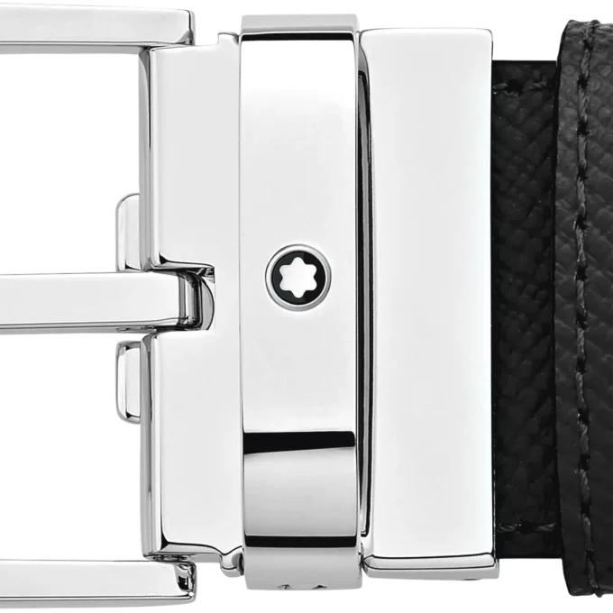 Schwarz/blauer 35 mm breiter wendbarer Ledergürtel