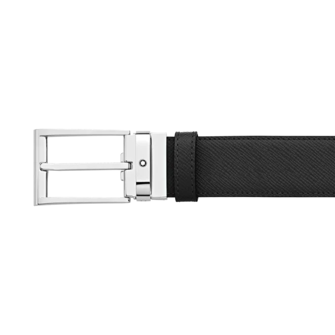 Schwarz/blauer 35 mm breiter wendbarer Ledergürtel