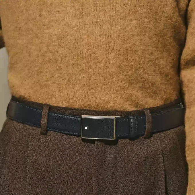 Schwarzer 30-mm-Ledergürtel Schwarzer 30-mm-Ledergürtel