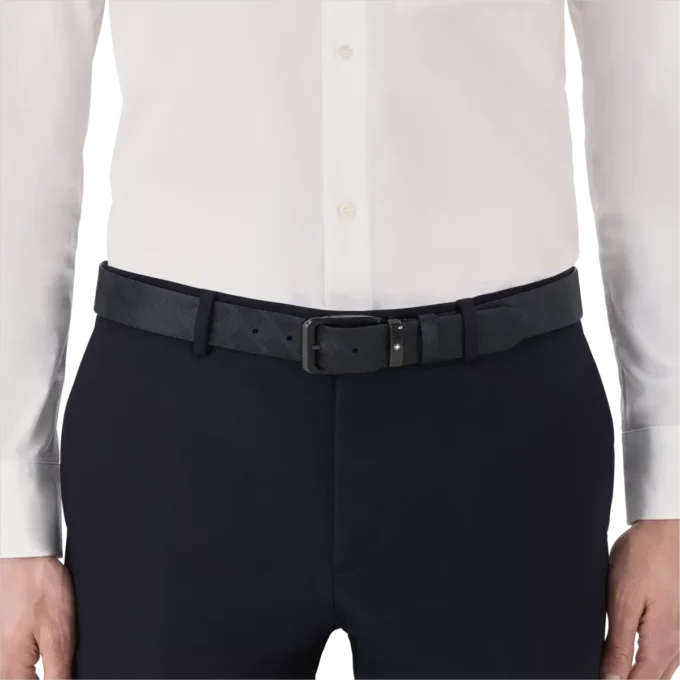 Schwarzer 35 mm breiter Ledergürtel, beidseitig tragbar