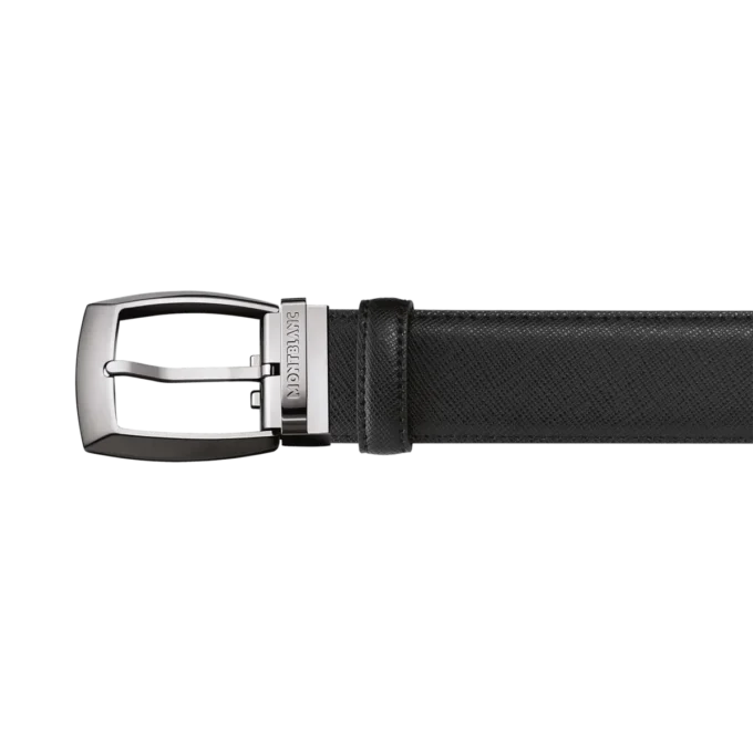 Schwarzer 35-mm-Ledergürtel