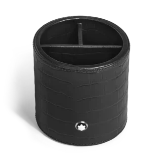 Stifthalter, Leder mit Krokodilprägung, schwarz