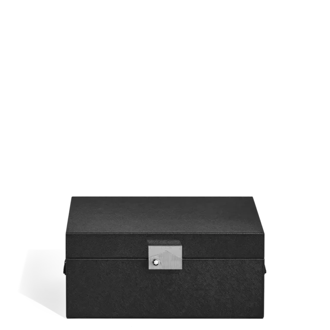 Uhren-Sammelbox aus schwarzem Leder